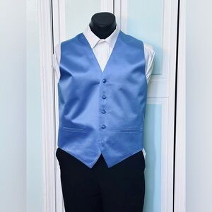 Cornflower Medium Blue Satin Closed Back Vest Wedding Prom Men’s Large